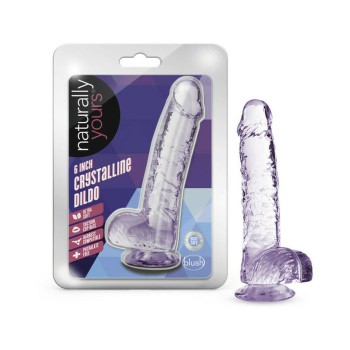 Blush Naturally Yours Crystalline 6 in. Dildo with Balls & Suction Cup Amethyst