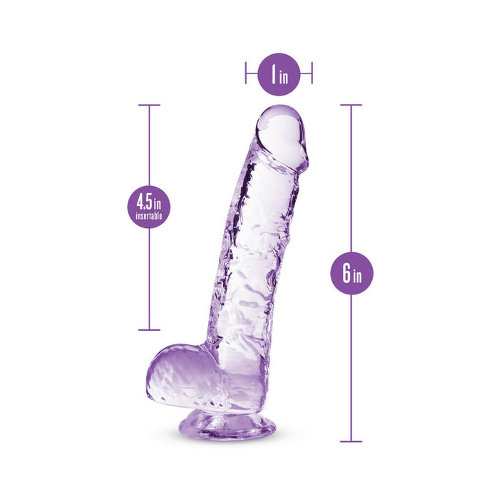 Blush Naturally Yours Crystalline 6 in. Dildo with Balls & Suction Cup Amethyst
