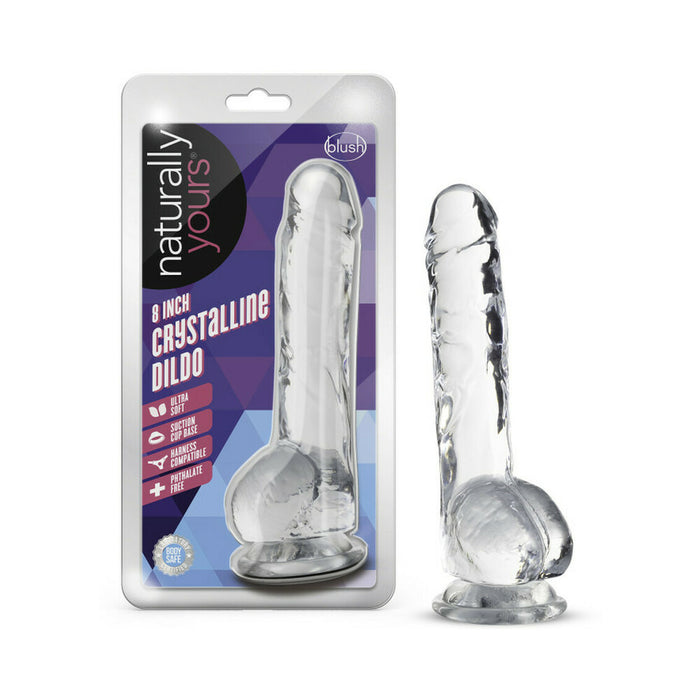 Blush Naturally Yours Crystalline 8 in. Dildo with Balls & Suction Cup Diamond