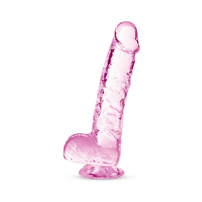 Blush Naturally Yours Crystalline 6 in. Dildo with Balls & Suction Cup Rose