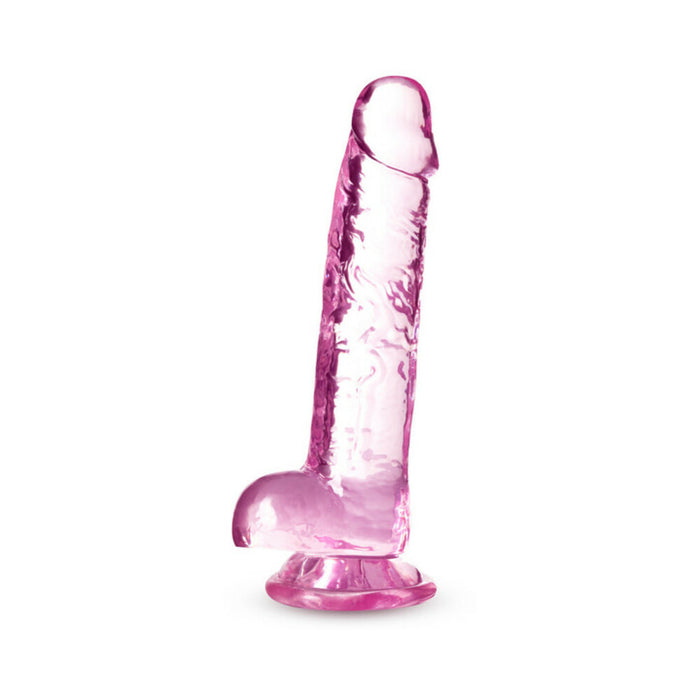 Blush Naturally Yours Crystalline 7 in. Dildo with Balls & Suction Cup Rose