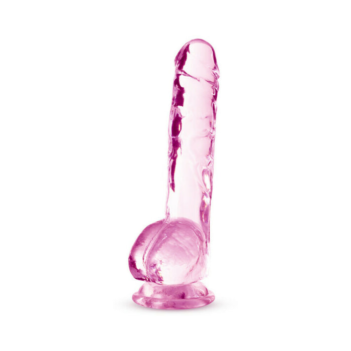 Blush Naturally Yours Crystalline 8 in. Dildo with Balls & Suction Cup Rose