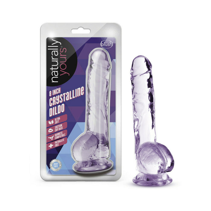 Blush Naturally Yours Crystalline 8 in. Dildo with Balls & Suction Cup Amethyst
