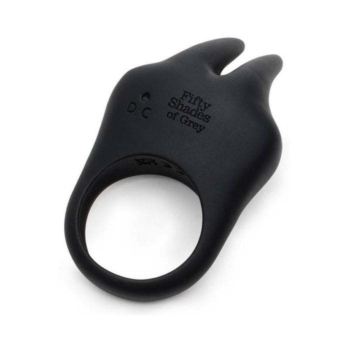 Fifty Shades of Grey Sensation Rechargeable Silicone Vibrating Rabbit Love Ring Black