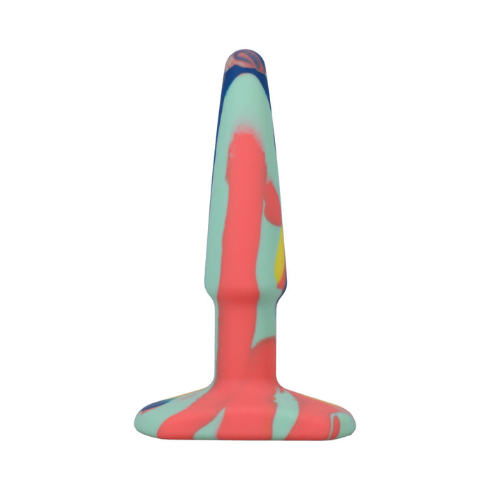 A-Play Groovy Silicone Anal Plug 4 in. Multi-Colored, Yellow