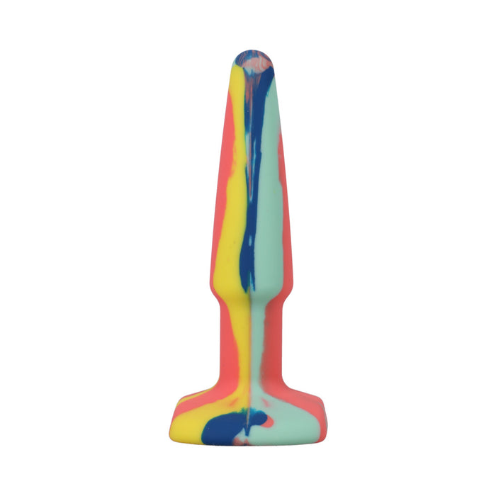 A-Play Groovy Silicone Anal Plug 4 in. Multi-Colored, Yellow