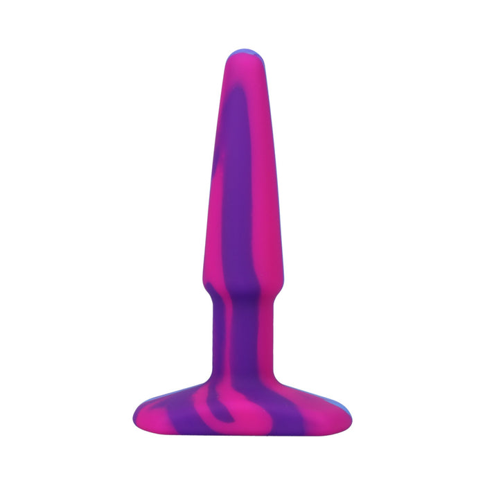 A-Play Groovy Silicone Anal Plug 4 in. Multi-Colored, Pink
