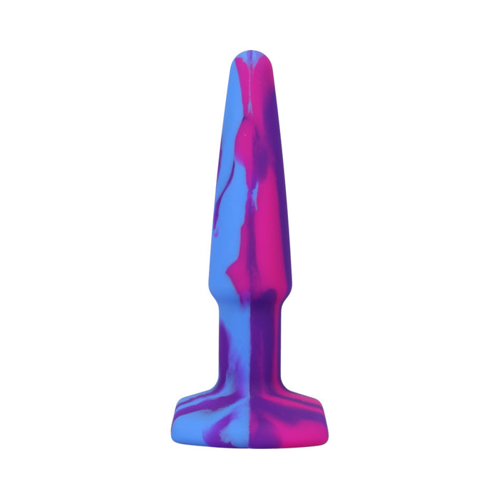 A-Play Groovy Silicone Anal Plug 4 in. Multi-Colored, Pink