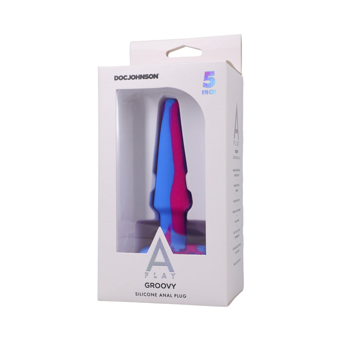 A-Play Groovy Silicone Anal Plug 5 in. Multi-Colored, Pink