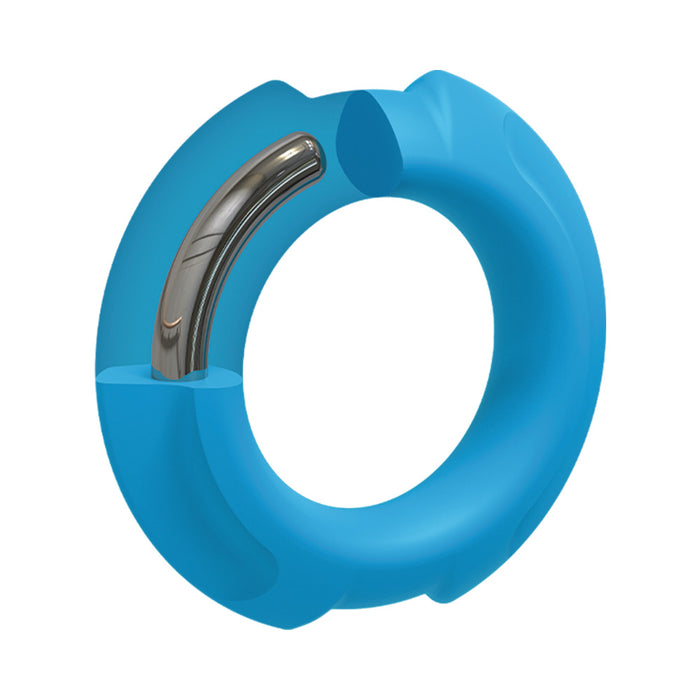 OptiMALE FlexiSteel Silicone, Metal Core Cock Ring 35 mm Blue