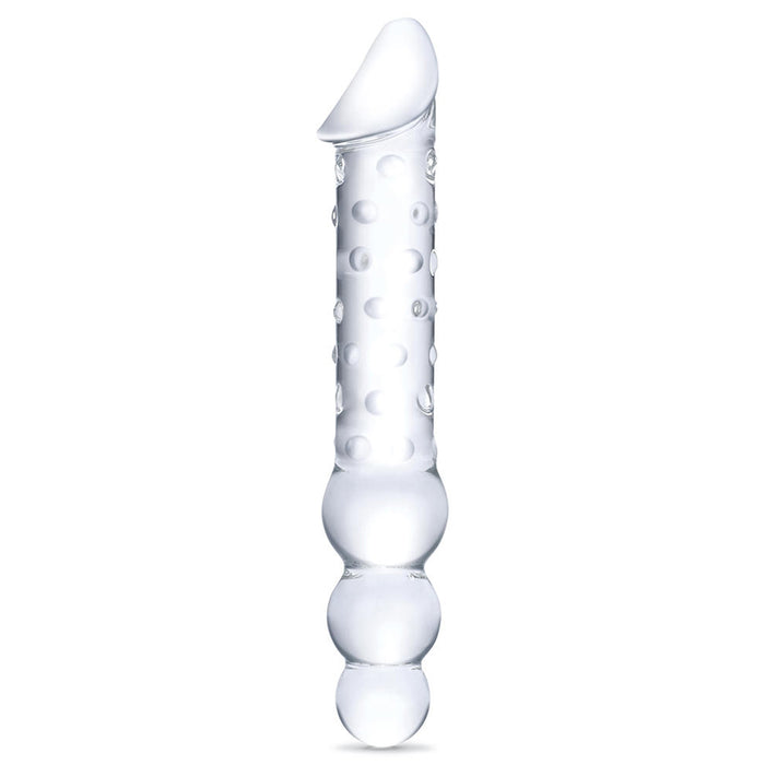 Glas 12 in. Double Ended Glass Dildo with Anal Beads