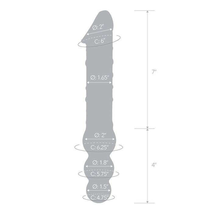 Glas 12 in. Double Ended Glass Dildo with Anal Beads