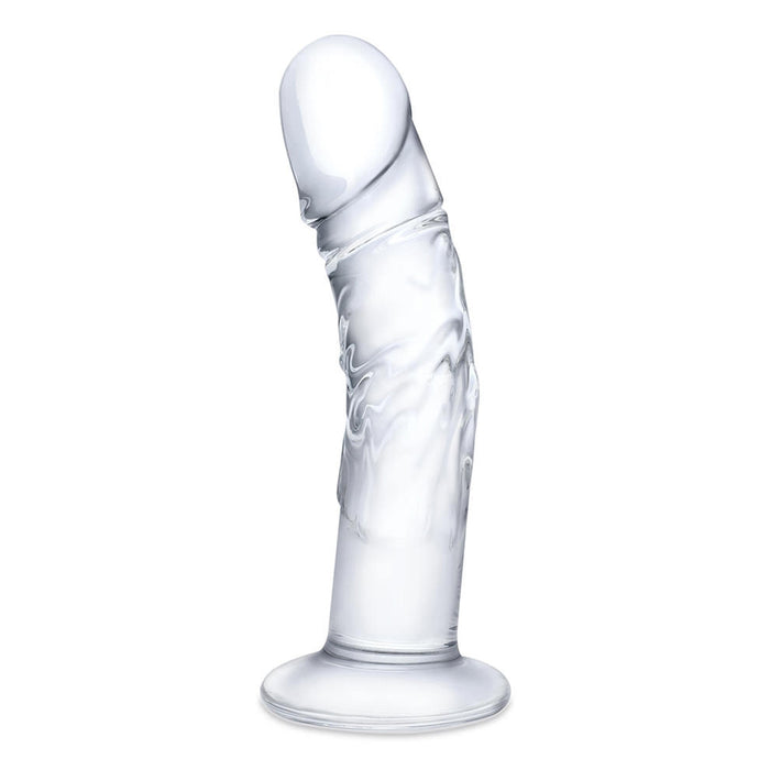 Glas 7 in. Curved Realistic Glass Dildo with Veins