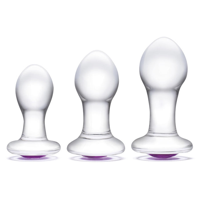 Glas 3-Piece Bling Bling Glass with Purple Gem Base Anal Training Kit