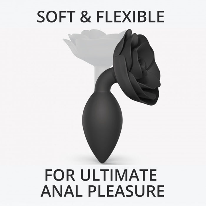 Love to Love Open Roses Silicone Anal Plug Black Onyx Large