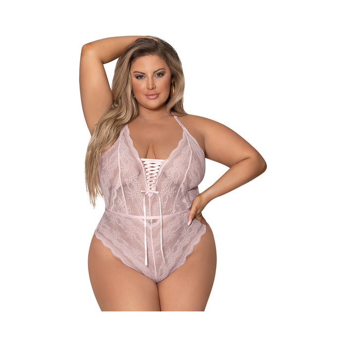 Magic Silk Seabreeze Teddy With Snap Crotch Blush Queen Size