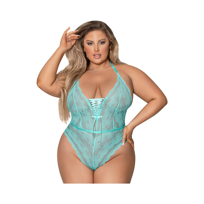 Magic Silk Seabreeze Teddy With Snap Crotch Turquoise Queen Size