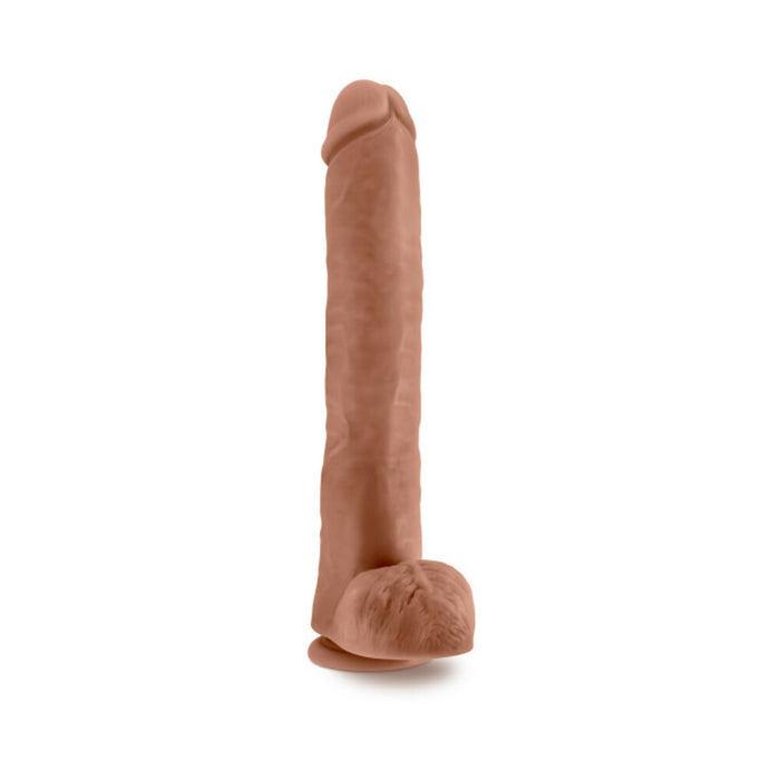 Blush Au Naturel Daddy 14 in. Posable Dual Density Dildo with Balls & Suction Cup Tan