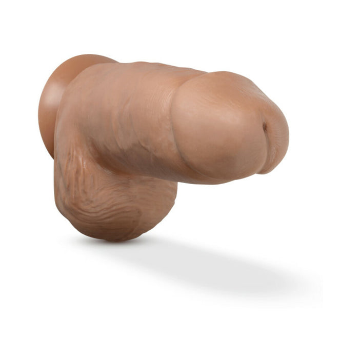 Blush Au Naturel Chub 10 in. Posable Dual Density Dildo with Balls & Suction Cup Tan