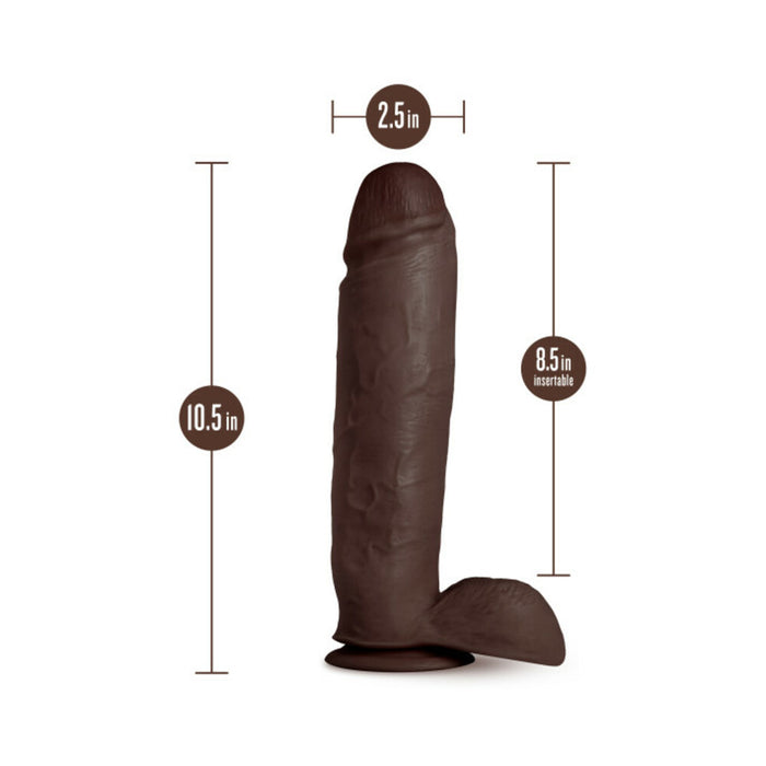 Blush Au Naturel Huge 10 in. Posable Dual Density Dildo with Balls & Suction Cup Brown