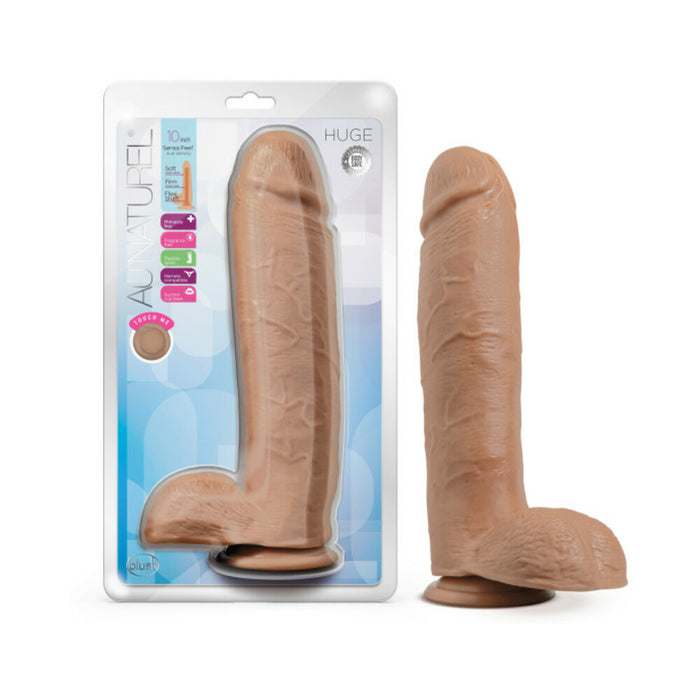 Blush Au Naturel Huge 10 in. Posable Dual Density Dildo with Balls & Suction Cup Tan