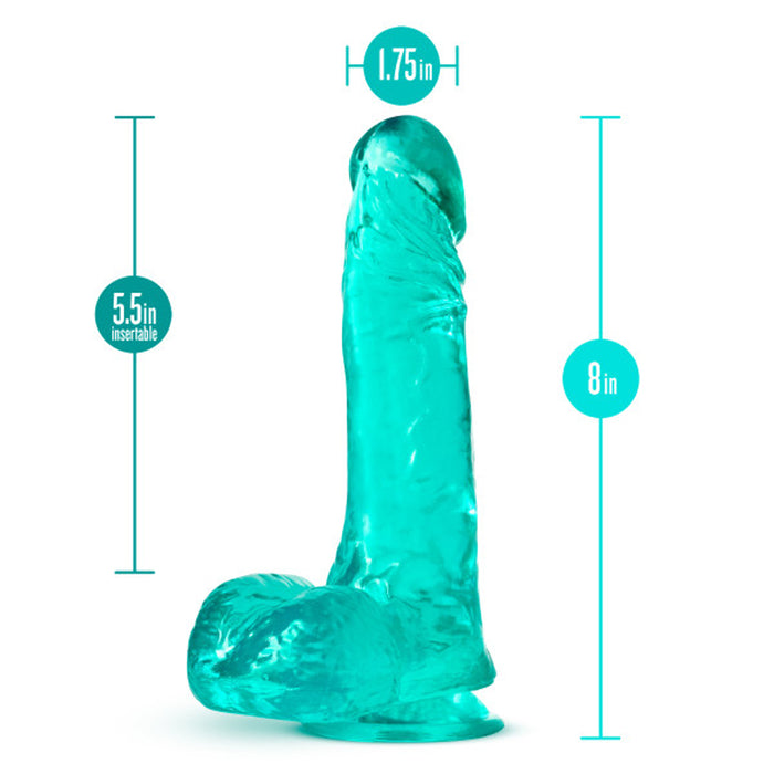 Blush B Yours Plus Ram n' Jam 8 in. Dildo with Balls & Suction Cup Teal