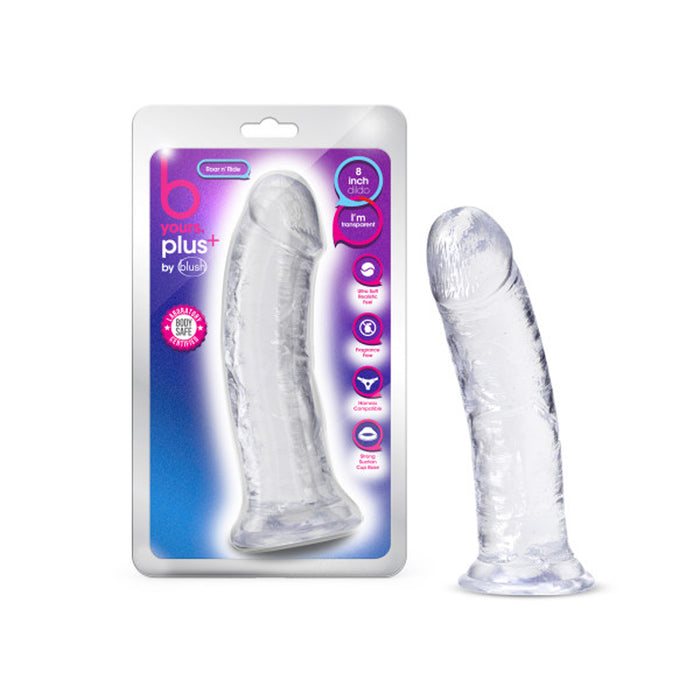 Blush B Yours Plus Roar n' Ride 8 in. Dildo with Suction Cup Clear