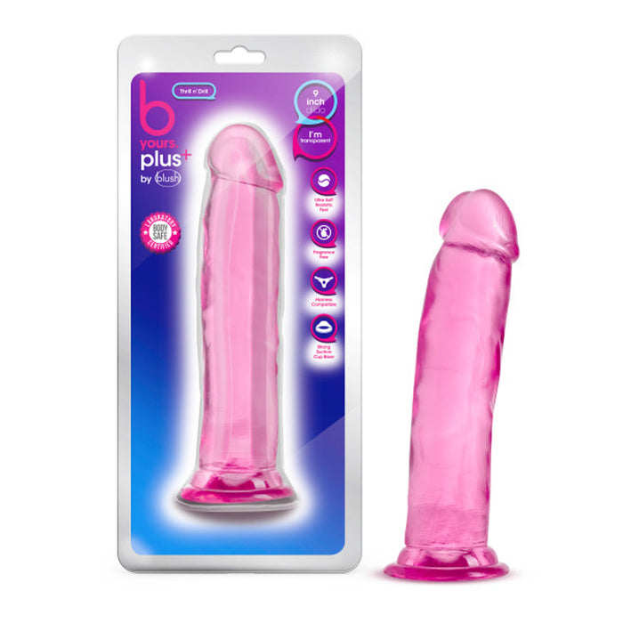 Blush B Yours Plus Thrill n' Drill 9 in. Dildo with Suction Cup Pink