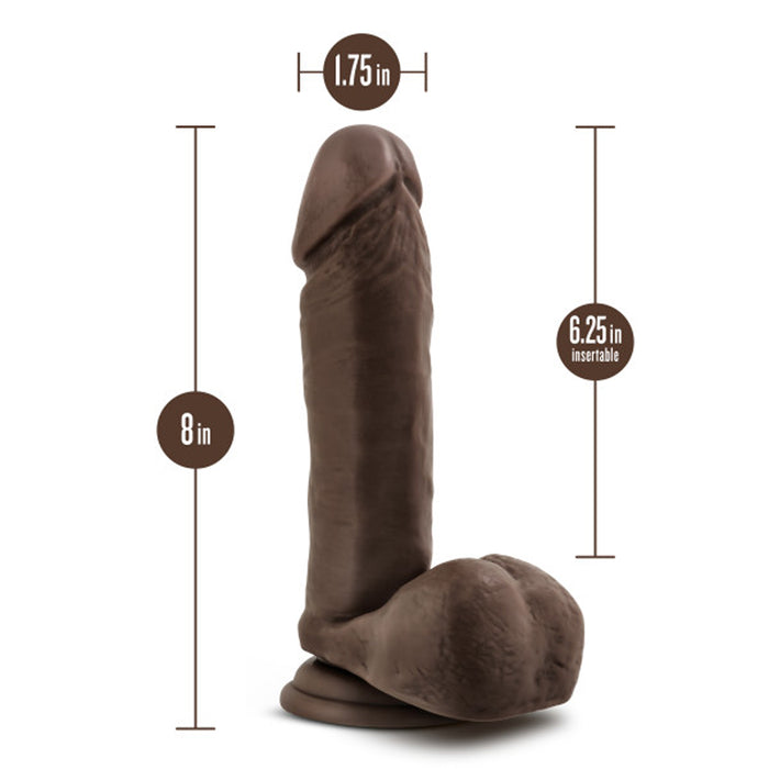 Blush Dr. Skin Plus Realistic 8 in. Triple Density Posable Dildo with Balls & Suction Cup Brown