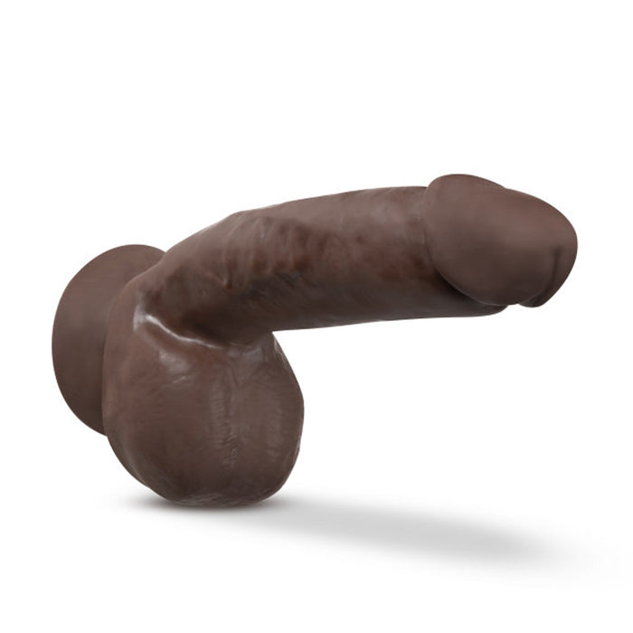 Blush Dr. Skin Plus Thick 8 in. Triple Density Posable Dildo with Balls & Suction Cup Brown