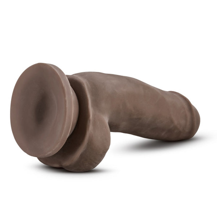 Blush Dr. Skin Plus Girthy 7 in. Triple Density Posable Dildo with Balls & Suction Cup Brown