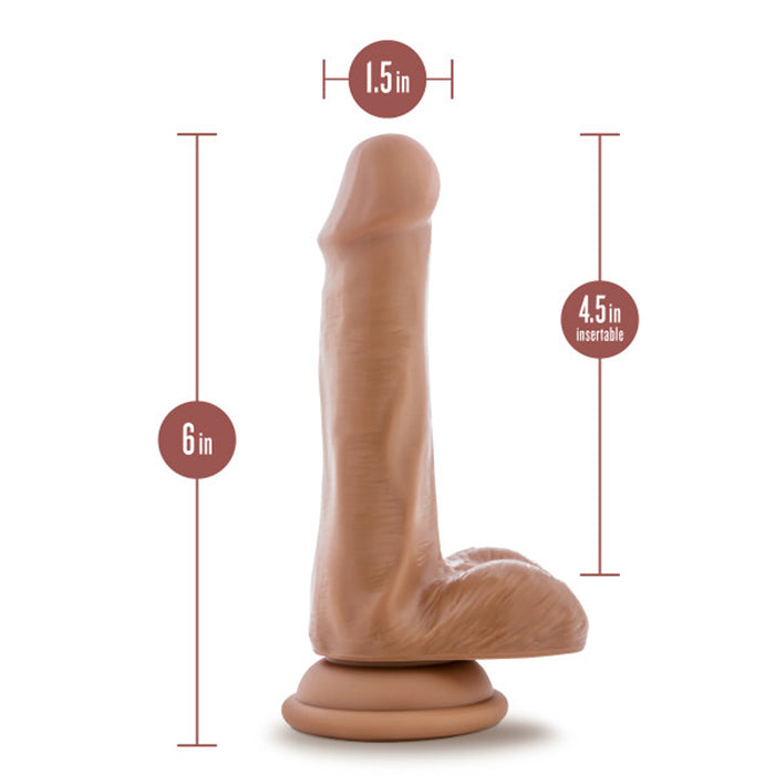 Blush Dr. Skin Plus Realistic 6 in. Triple Density Posable Dildo with Balls & Suction Cup Tan