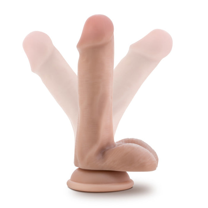 Blush Dr. Skin Plus Realistic 6 in. Triple Density Posable Dildo with Balls & Suction Cup Beige