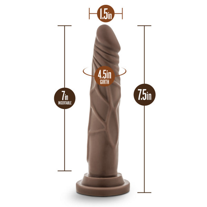 Blush Dr. Skin Silicone Dr. Carter Realistic 7 in. Posable Dildo with Suction Cup Brown