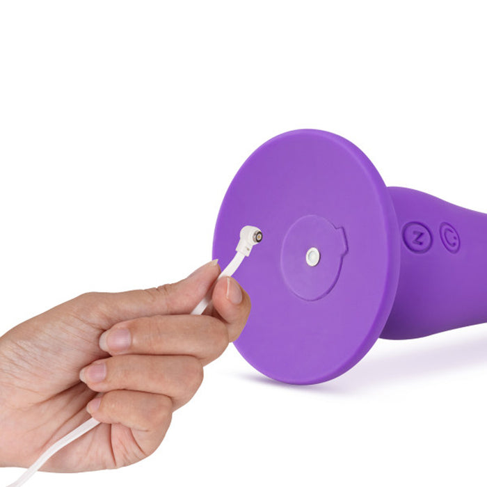 Blush Impressions Ibiza Rechargeable Silicone 7.75 in. Vibrating Dildo with Suction Cup Plum
