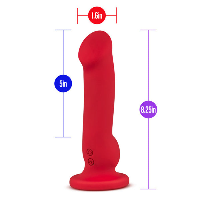 Blush Impressions Las Vegas Rechargeable Silicone 8.25 in. Vibrating Dildo with Suction Cup Crimson