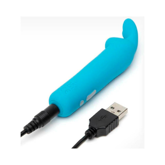 Happy Rabbit Rechargeable Silicone Bullet Vibrator With Ears Blue