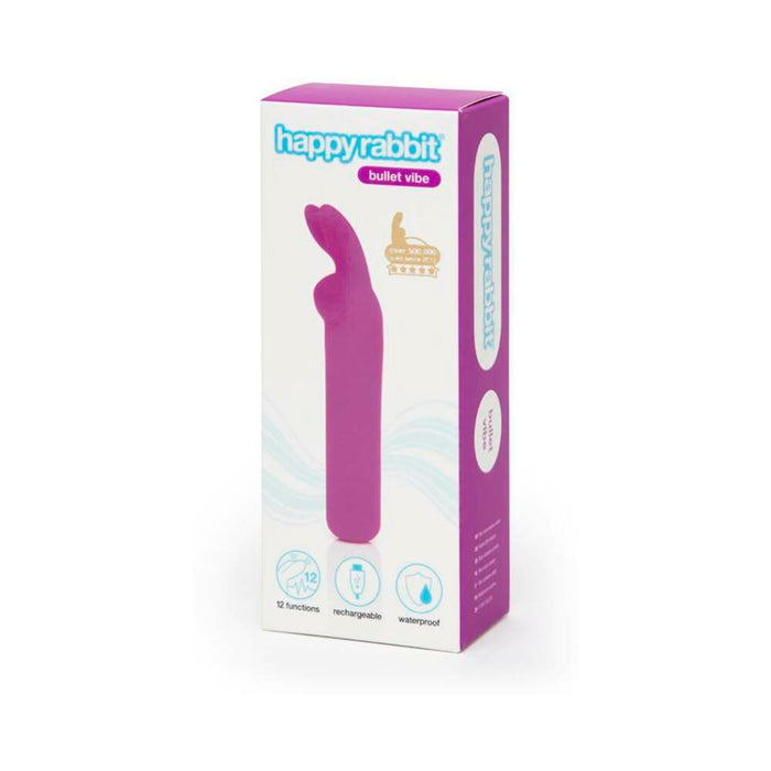 Happy Rabbit Rechargeable Silicone Bullet Vibrator With Ears Purple