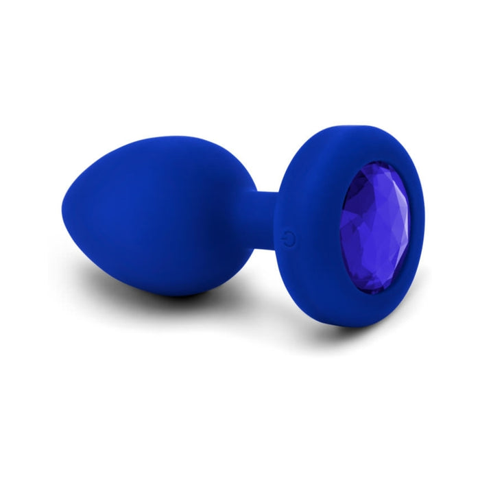 b-Vibe Vibrating Jewel Rechargeable Remote-Controlled Anal Plug with Gem Base Blue Sapphire L/XL