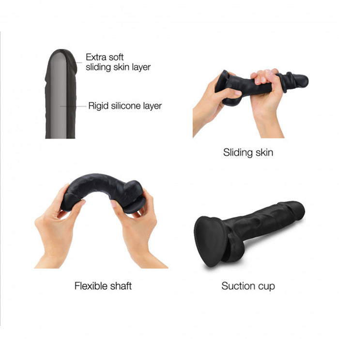 Strap-On-Me Realistic Collection Sliding Skin Dual-Density Silicone Dildo Black XL