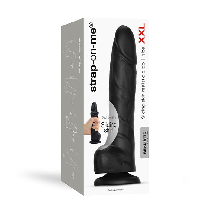 Strap-On-Me Realistic Collection Sliding Skin Dual-Density Silicone Dildo Black XXL