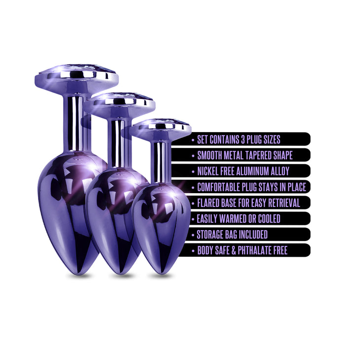 Nixie Metal Butt Plug Trainer Set 3-Piece Purple Metallic