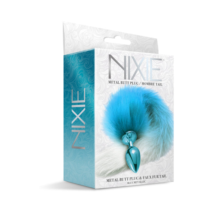 Nixie Metal Butt Plug With Ombre Tail Blue Metallic