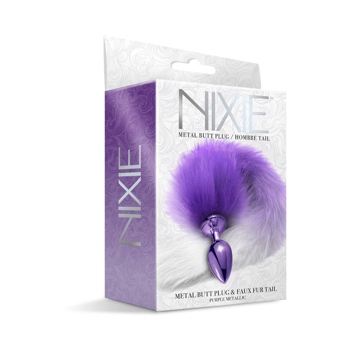 Nixie Metal Butt Plug With Ombre Tail Purple Metallic