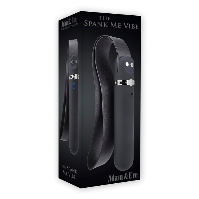 Adam & Eve Spank Me Vibe Rechargeable Silicone Vibrator With Slap Strap End Black