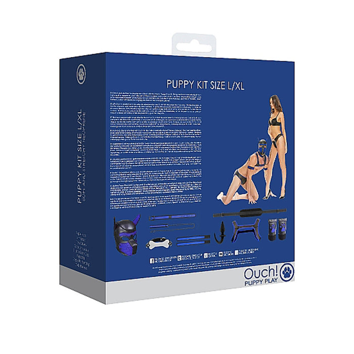 Ouch! Puppy Play 8-Piece Neoprene Puppy Kit Blue L/XL