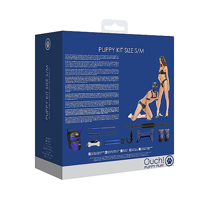 Ouch! Puppy Play 8-Piece Neoprene Puppy Kit Blue S/M