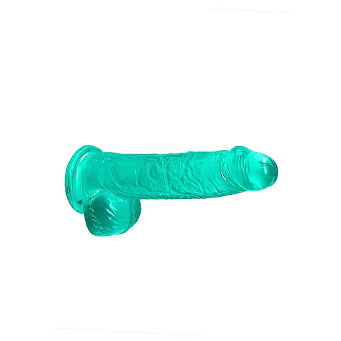 RealRock Crystal Clear Realistic 6 in. Dildo With Balls and Suction Cup Turquoise