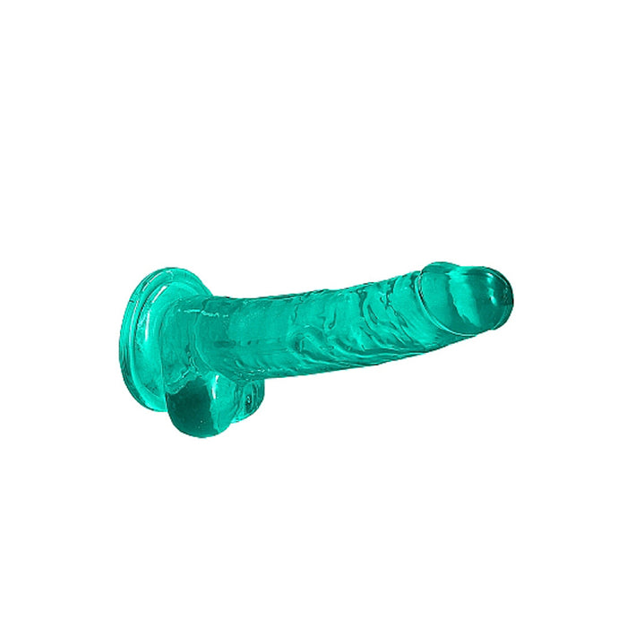 RealRock Crystal Clear Realistic 7 in. Dildo With Balls and Suction Cup Turquoise