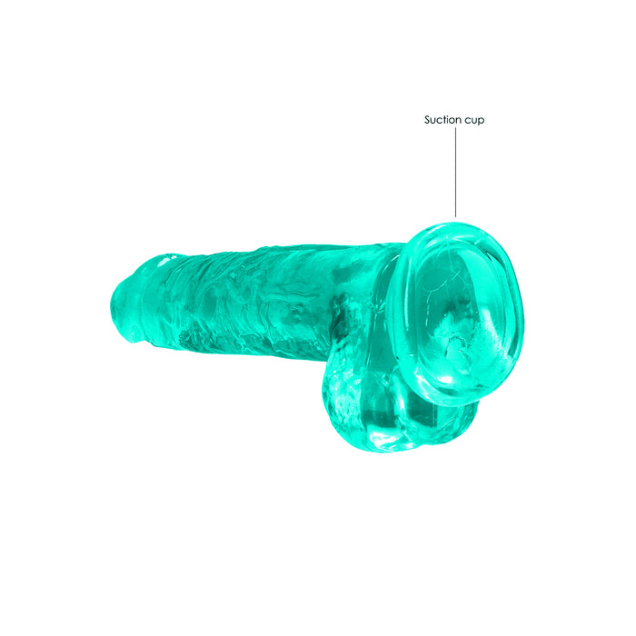 RealRock Crystal Clear Realistic 8 in. Dildo With Balls and Suction Cup Turquoise